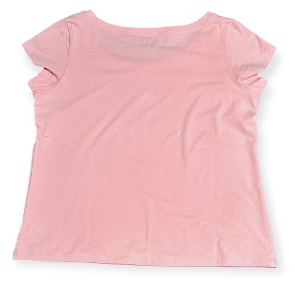 EILEEN FISHER Women’s Pink Organic Cotton Stretch Scoop Neck Tee Petite Large - Picture 2 of 5